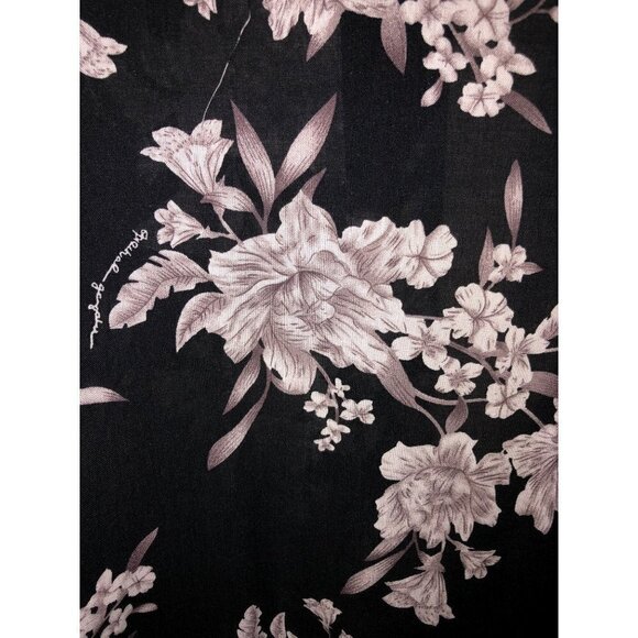 Spiritual Gangster One Size Black White Floral Tie Front Short Robe Rayon Kimono - Picture 3 of 6